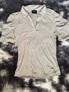 Week& Collared Short Sleeve Polo Shirt - Light Gray